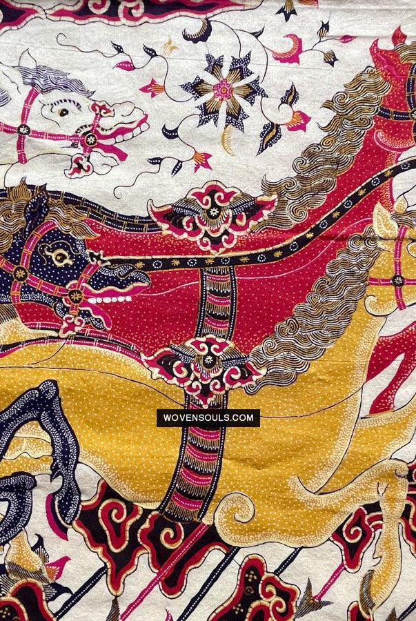 1734 SOLD Mahabharata Hindu Scene in Cirebon Javanese Batik Tulis Artwork-WOVENSOULS Antique Textiles & Art Gallery