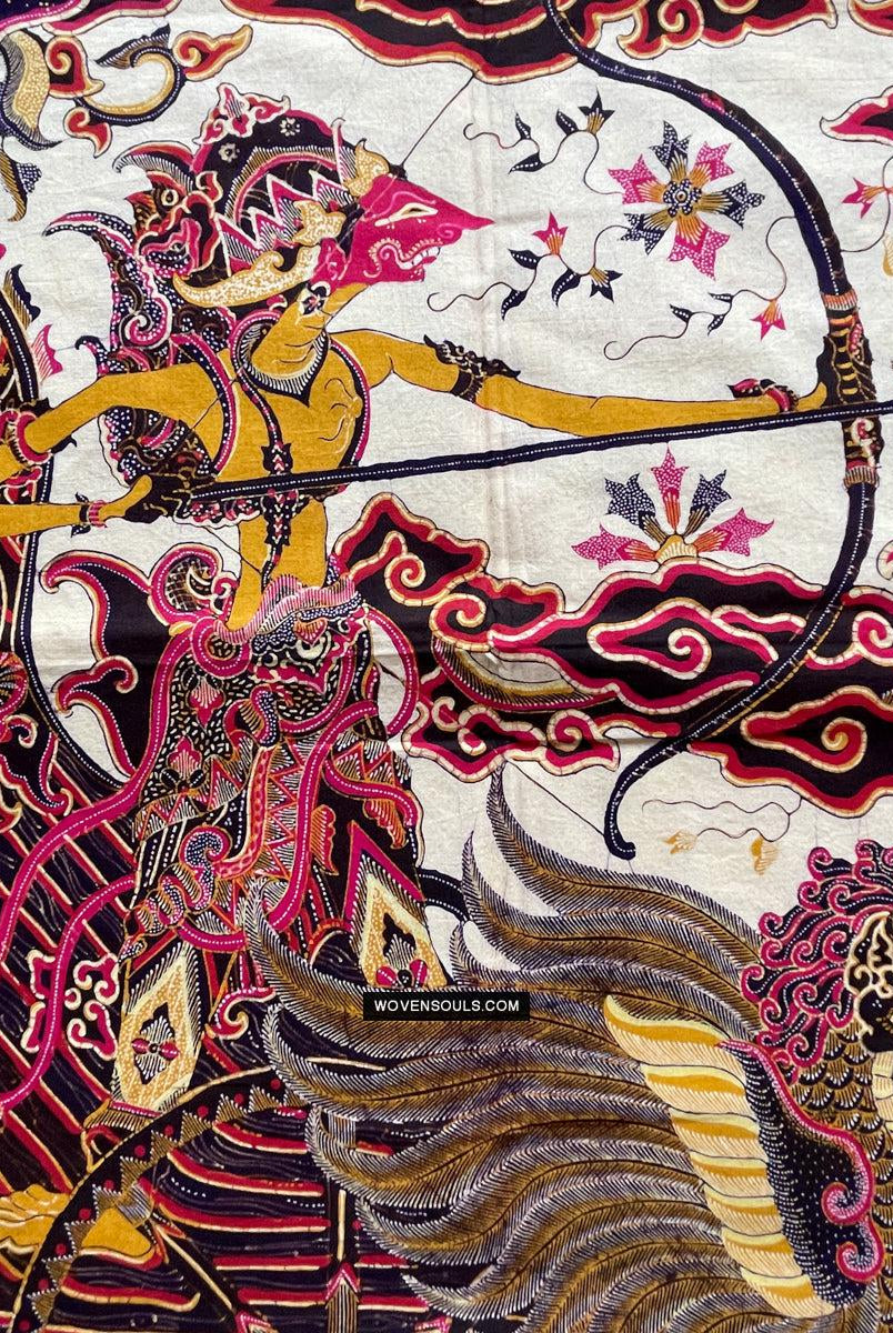 1734 VERKAUFT Mahabharata Hindu-Szene in Cirebon Javanese Batik Tulis Artwork-WOVENSOULS Galerie für antike Textilien und Kunst