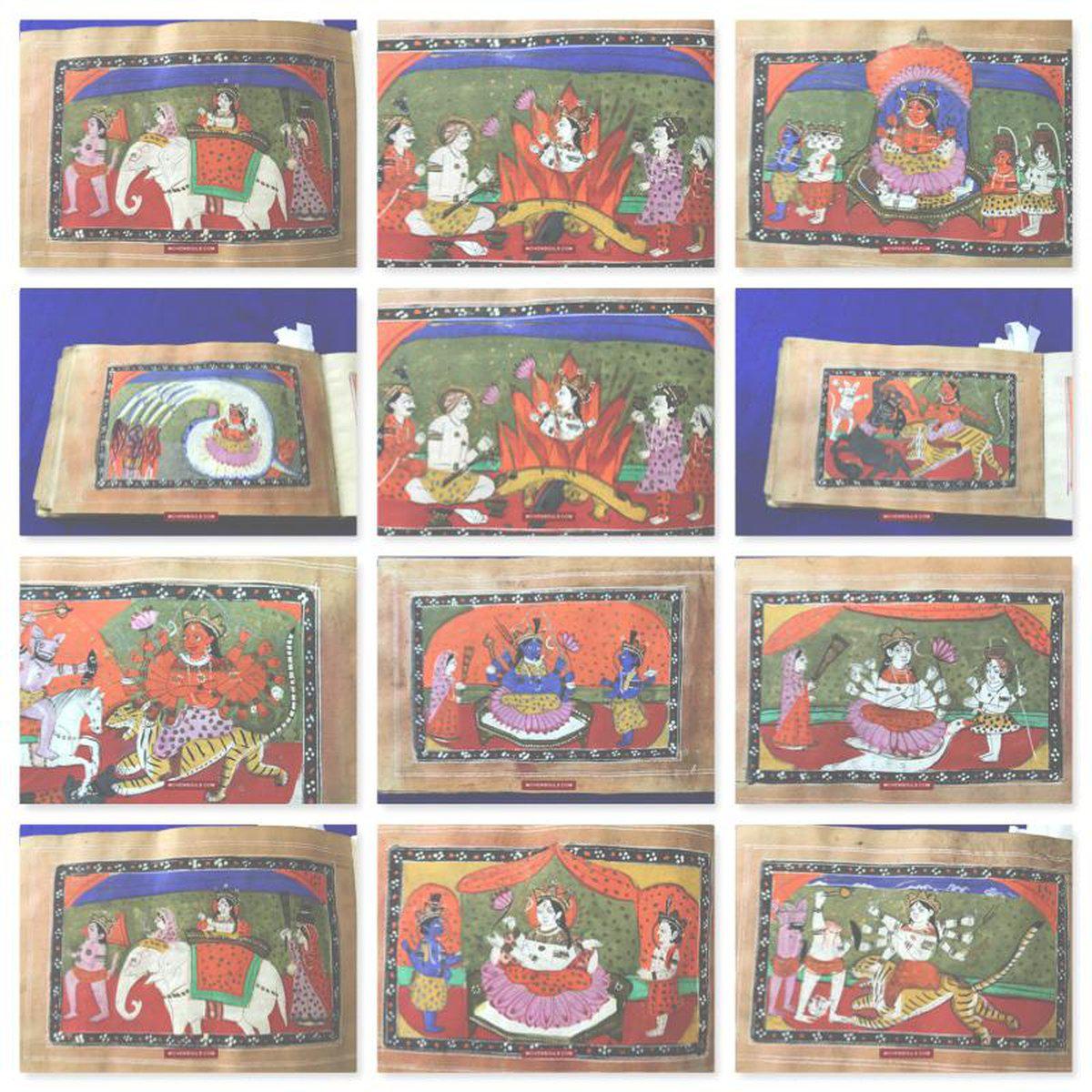 9007 Indian Sanskrit Manuscript with Miniature Paintings ...
