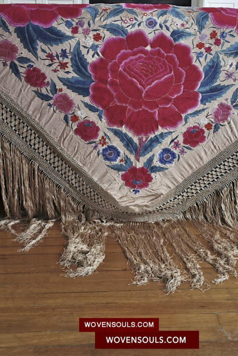 Decorating Idea - Antique Manila Manton As Decor Accent-WOVENSOULS-Antique-Vintage-Textiles-Art-Decor