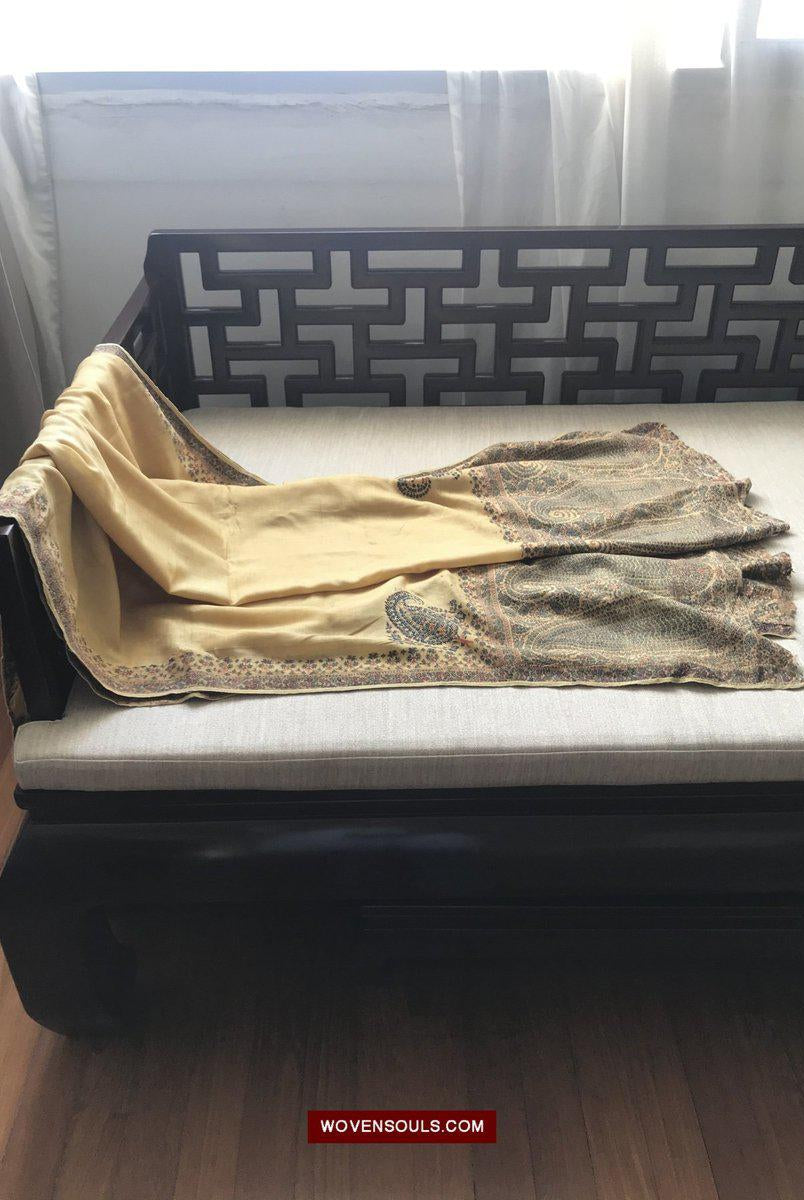 Decorating Idea - Antique Shawl As Decor Accent-WOVENSOULS-Antique-Vintage-Textiles-Art-Decor