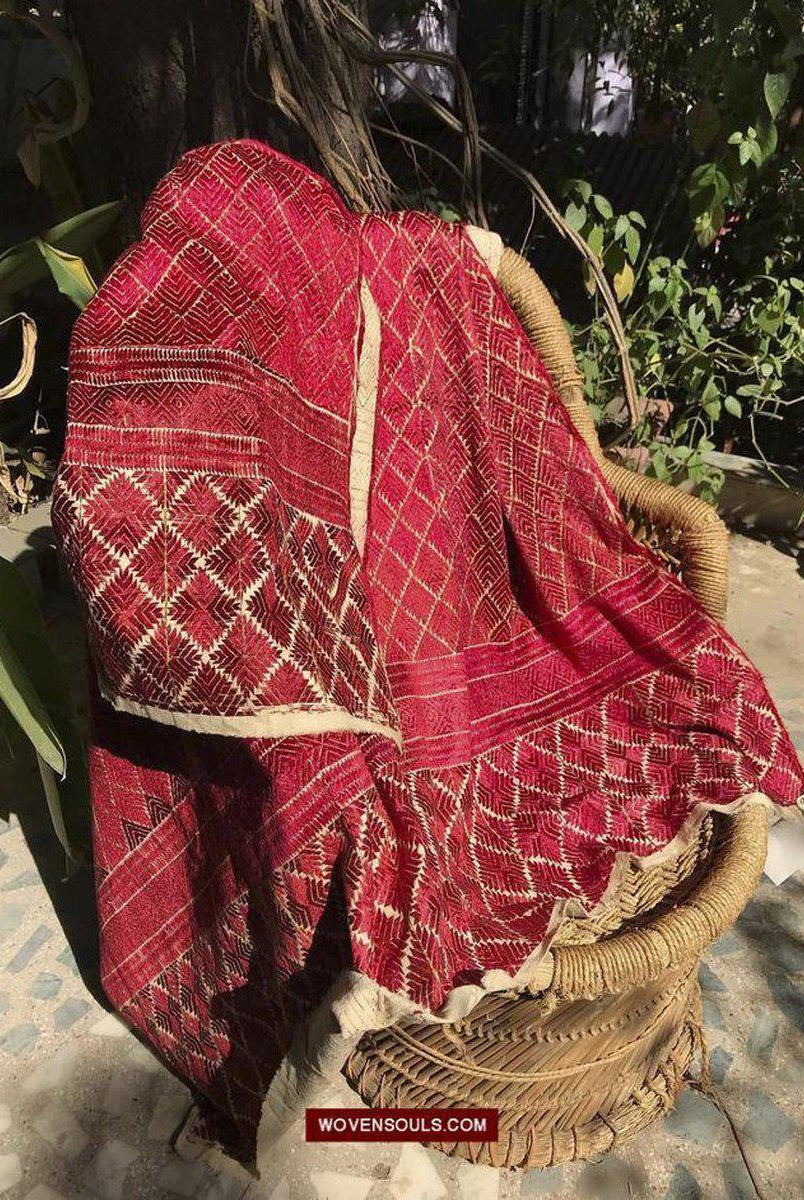 Decorating Idea - Antique Thirma Phulkari As Decor Accent-WOVENSOULS-Antique-Vintage-Textiles-Art-Decor