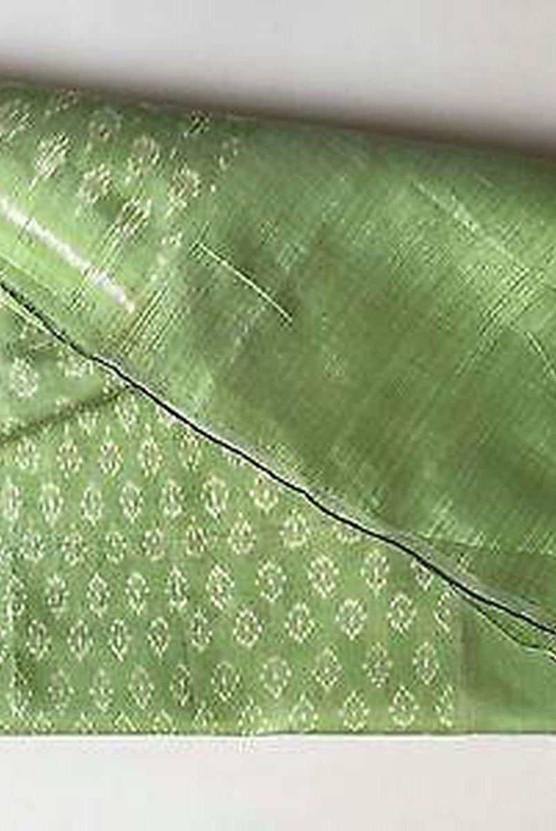 E125 HANDGEWEBTER IKAT-SEIDENSCHAL KRAWATTE-STOLA - ELEGANTES, KLASSISCHES GRÜN-WOVENSOULS-Antike-Vintage-Textilien-Kunst-Dekor