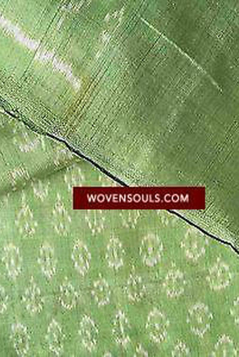 E125 HANDGEWEBTER IKAT-SEIDENSCHAL KRAWATTE-STOLA - ELEGANTES, KLASSISCHES GRÜN-WOVENSOULS-Antike-Vintage-Textilien-Kunst-Dekor