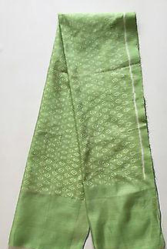 E125 HANDGEWEBTER IKAT-SEIDENSCHAL KRAWATTE-STOLA - ELEGANTES, KLASSISCHES GRÜN-WOVENSOULS-Antike-Vintage-Textilien-Kunst-Dekor