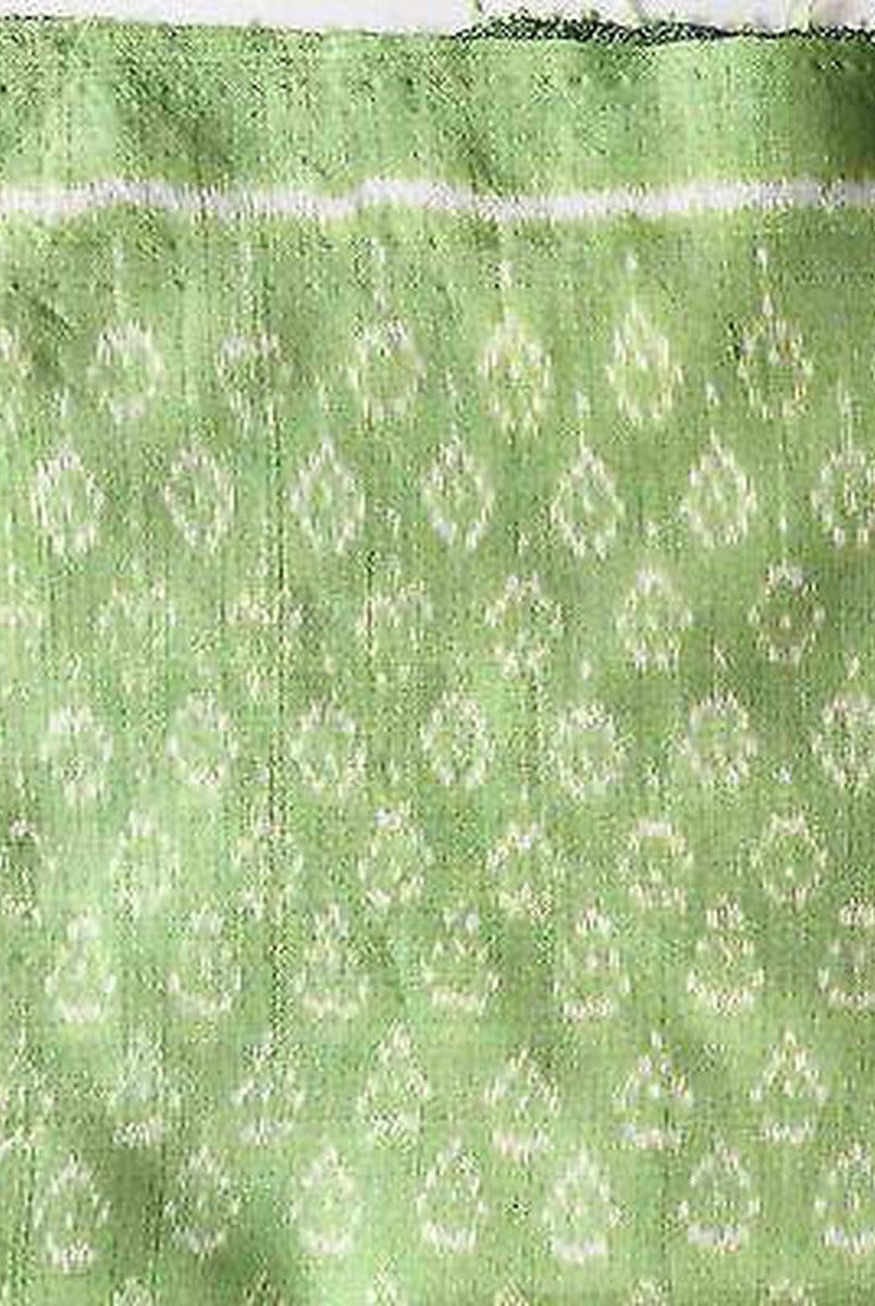 E125 HANDGEWEBTER IKAT-SEIDENSCHAL KRAWATTE-STOLA - ELEGANTES, KLASSISCHES GRÜN-WOVENSOULS-Antike-Vintage-Textilien-Kunst-Dekor