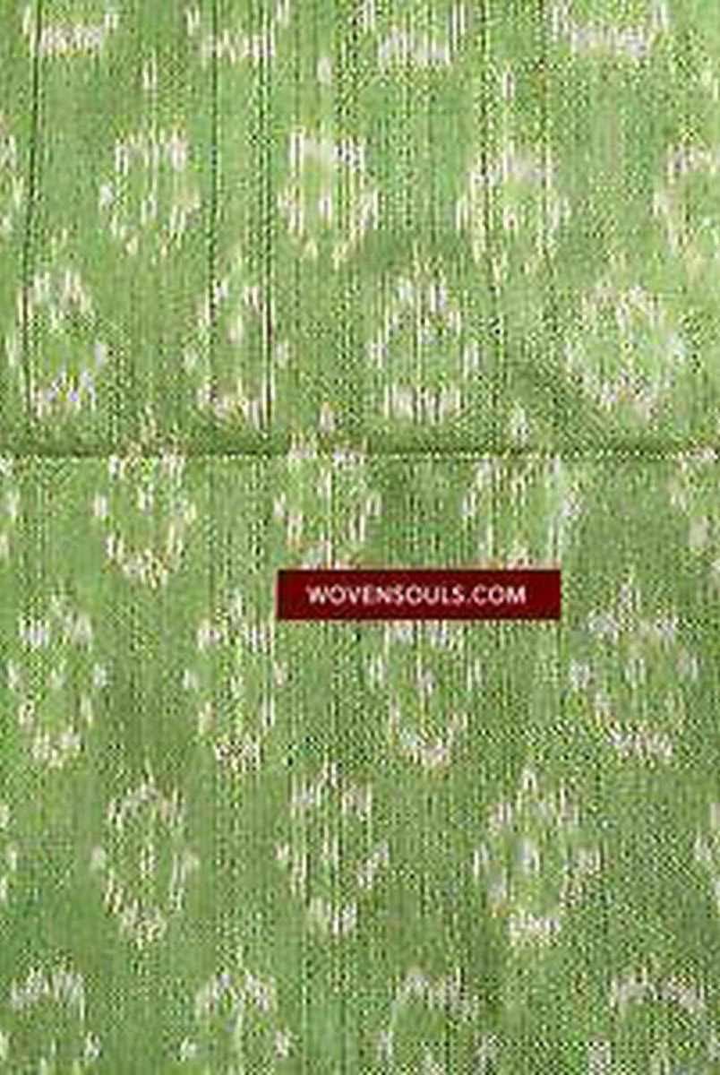E125 HANDWOVEN IKAT SILK SCARF CRAVAT STOLE - ELEGANT CLASSY GREEN-WOVENSOULS-Antique-Vintage-Textiles-Art-Decor