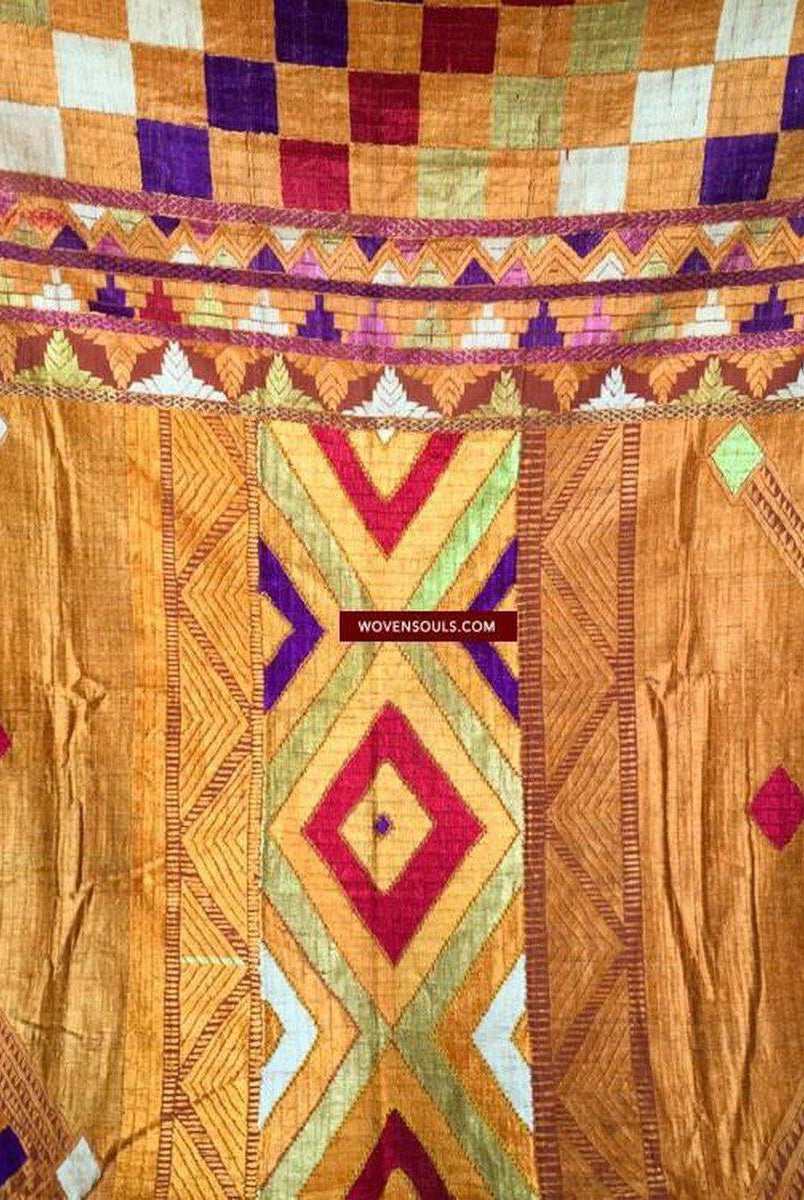 Lot 11 - 814 Phulkari Bagh Textile - Rare Pattern SOLD-WOVENSOULS-Antique-Vintage-Textiles-Art-Decor