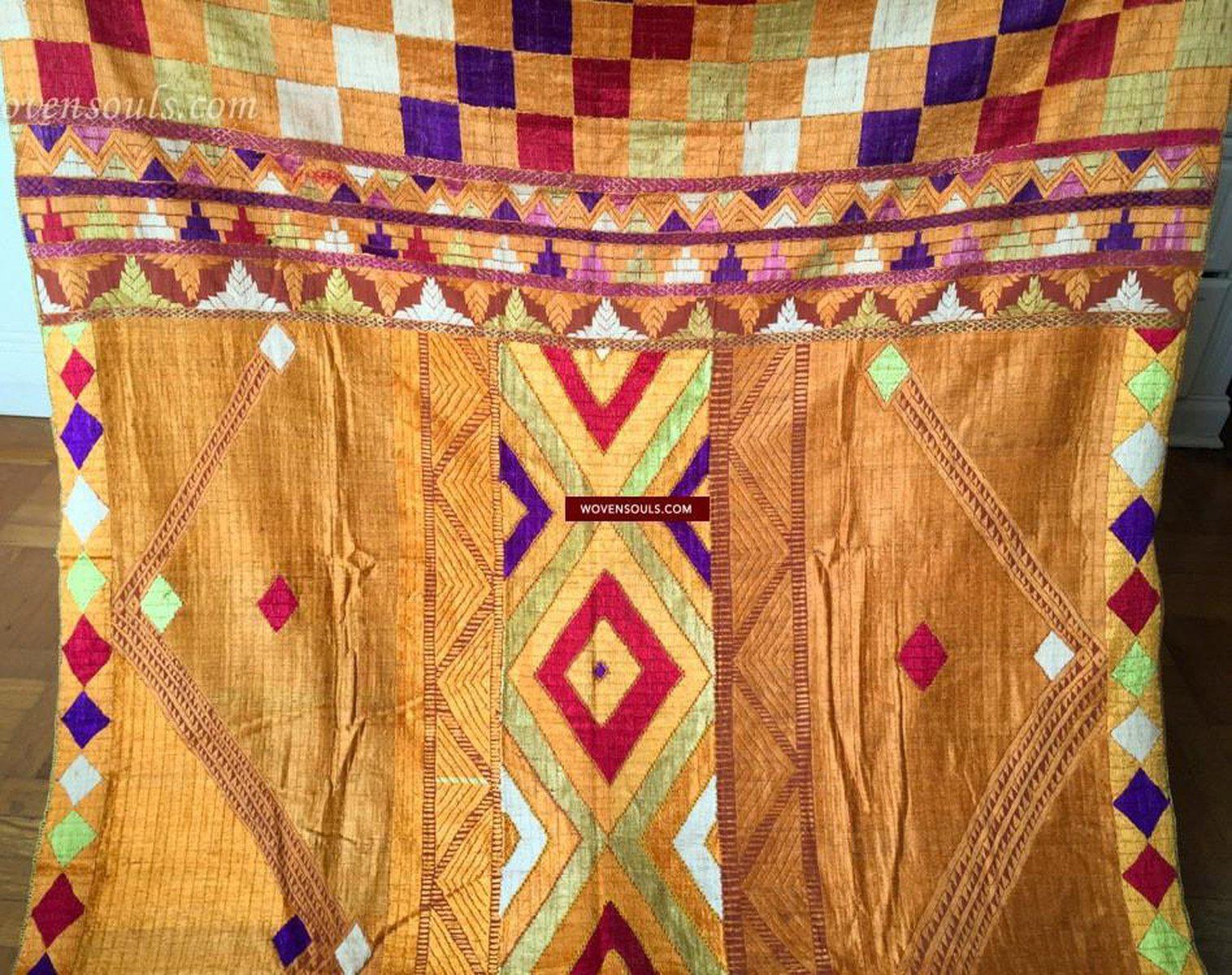 Lot 11 - 814 Phulkari Bagh Textile - Rare Pattern SOLD-WOVENSOULS-Antique-Vintage-Textiles-Art-Decor