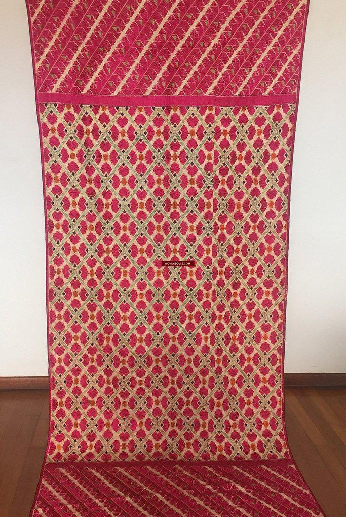 LOT 41 - 916 Antique White Base Superfine Pink Embroidery Shawl SOLD-WOVENSOULS-Antique-Vintage-Textiles-Art-Decor