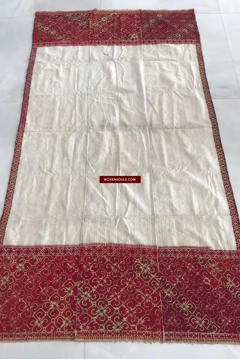 LOT 57 - 1350 RARE Unusual Antique Weddding Shawl Textile with Embroidery from Swat Valley SOLD-WOVENSOULS-Antique-Vintage-Textiles-Art-Decor