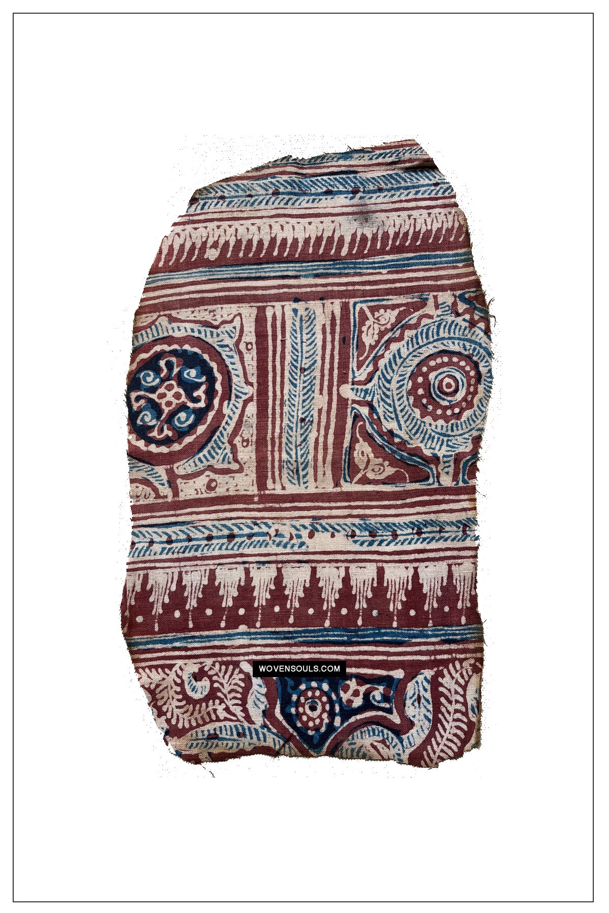 1895 Antiquise Indian Textile Textile tiré à la main Kalamkari Toraja Fragment