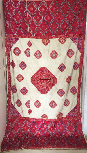 1065 Stunning Antique Weddding Shawl Textile with Embroidery from Swat Valley-WOVENSOULS-Antique-Vintage-Textiles-Art-Decor