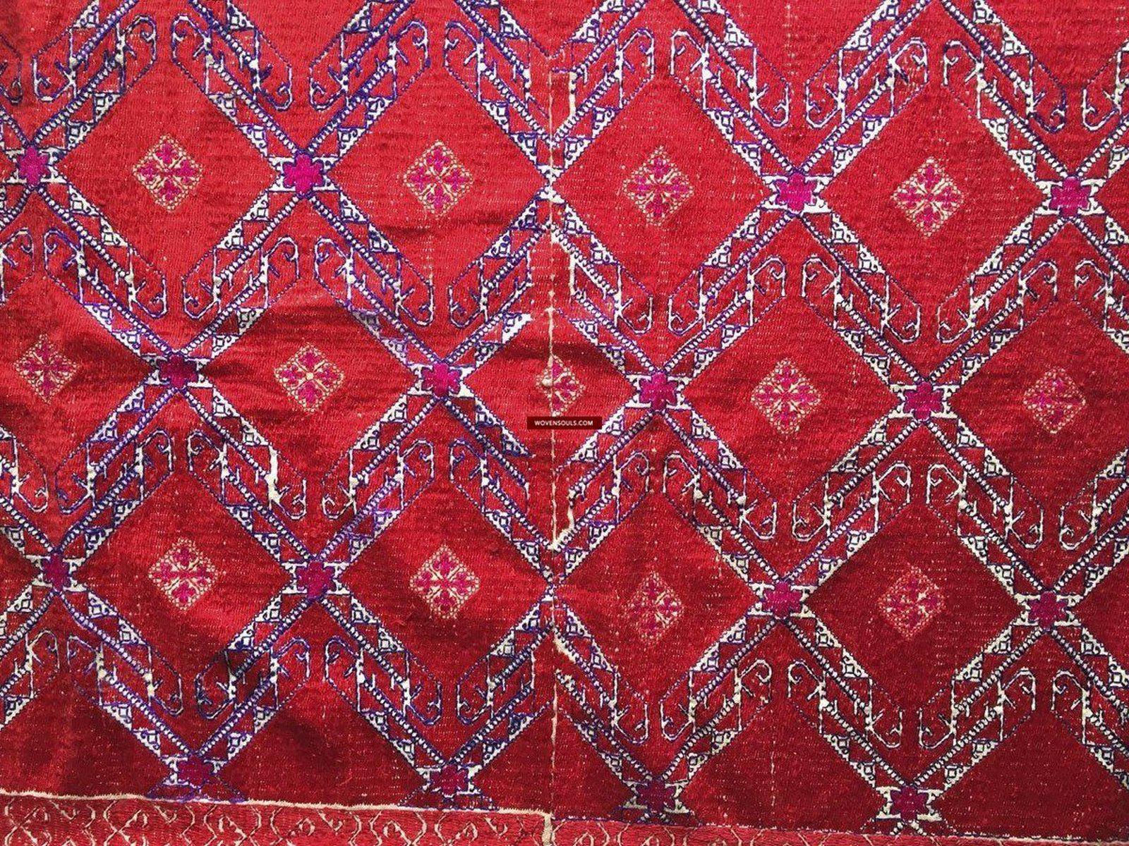 1065 Stunning Antique Weddding Shawl Textile with Embroidery from Swat Valley-WOVENSOULS-Antique-Vintage-Textiles-Art-Decor