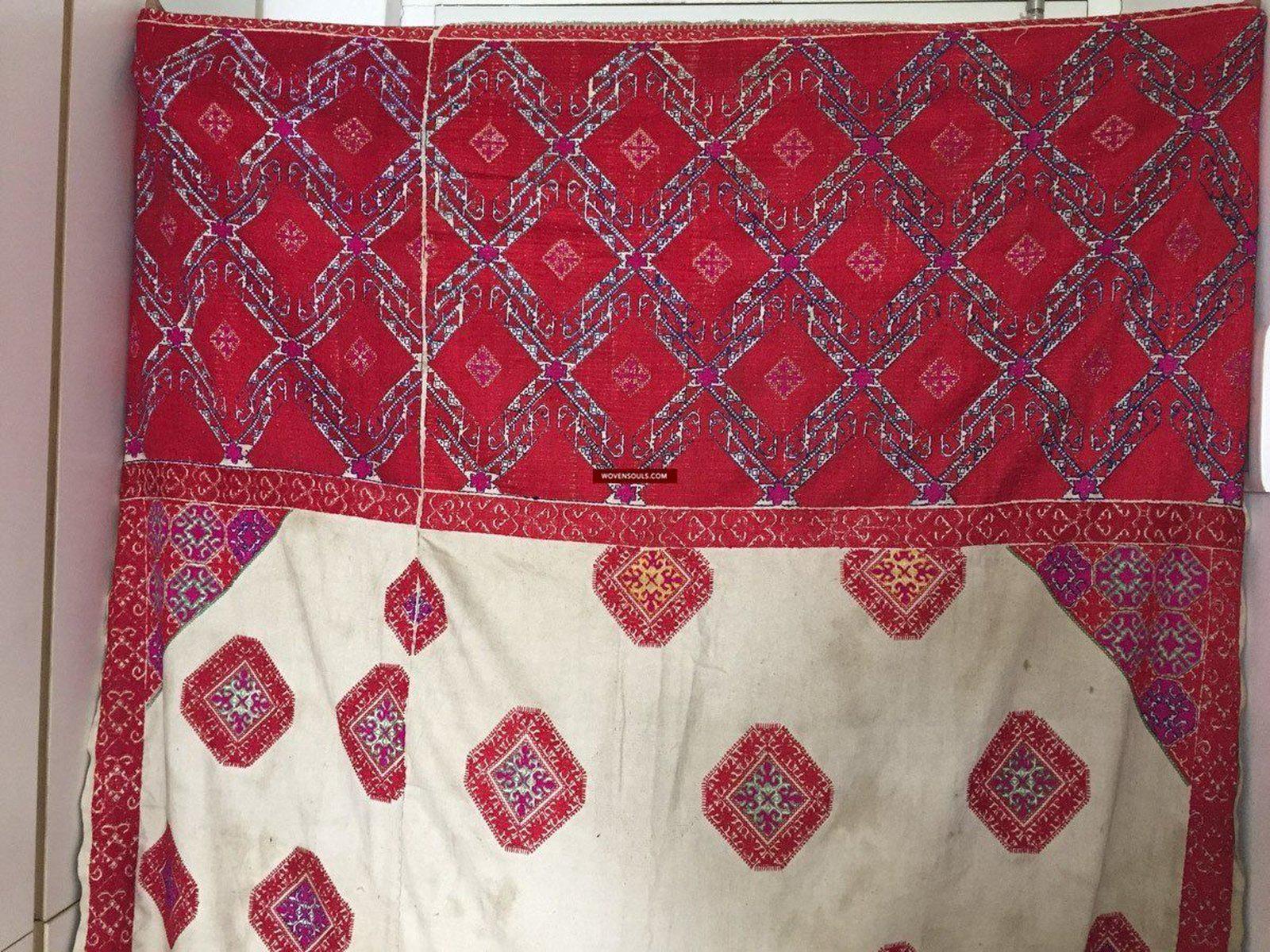 1065 Stunning Antique Weddding Shawl Textile with Embroidery from Swat Valley-WOVENSOULS-Antique-Vintage-Textiles-Art-Decor