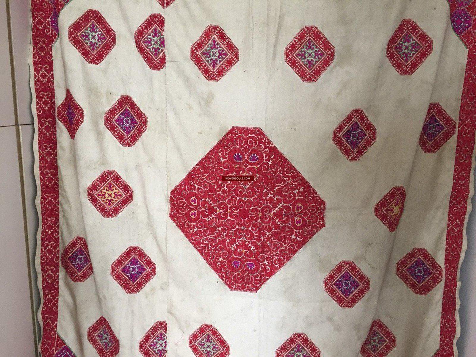 1065 Stunning Antique Weddding Shawl Textile with Embroidery from Swat Valley-WOVENSOULS-Antique-Vintage-Textiles-Art-Decor