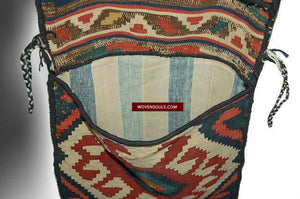 107 Complete Soumac Double Saddle Bag - sold-WOVENSOULS-Antique-Vintage-Textiles-Art-Decor