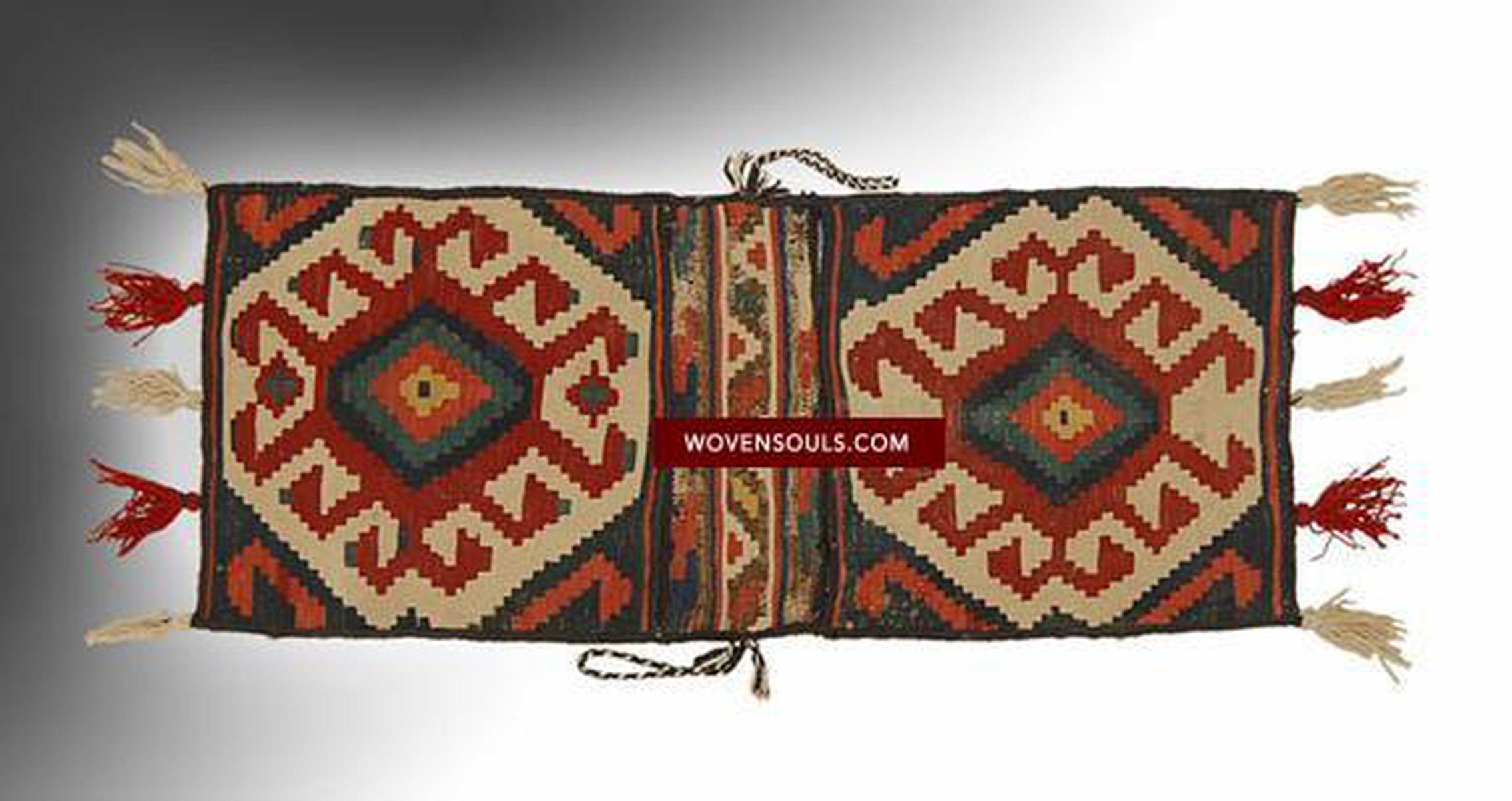 107 Complete Soumac Double Saddle Bag - sold-WOVENSOULS-Antique-Vintage-Textiles-Art-Decor