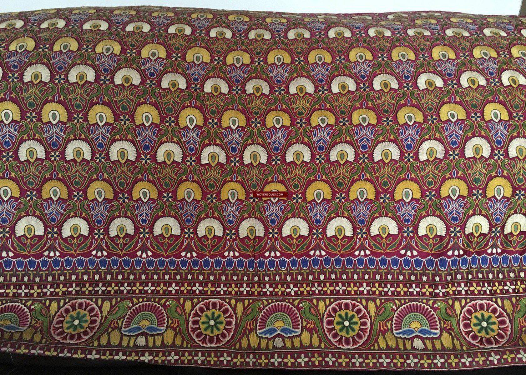 1073 Antique Silk Mochi Embroidery Skirt Length Gujarat-WOVENSOULS-Antique-Vintage-Textiles-Art-Decor