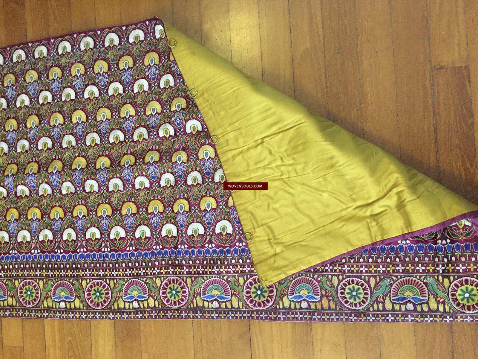 1073 Antique Silk Mochi Embroidery Skirt Length Gujarat-WOVENSOULS-Antique-Vintage-Textiles-Art-Decor