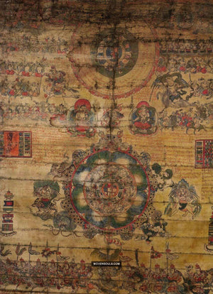 1099 Antique Tibetan Astrological Calendar Painting - WOVENSOULS Antique Vintage Art Interior Decor