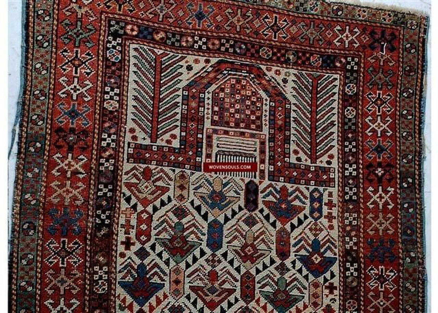 111 White Field Shirvan Prayer Rug - Gallery-2-WOVENSOULS-Antique-Vintage-Textiles-Art-Decor