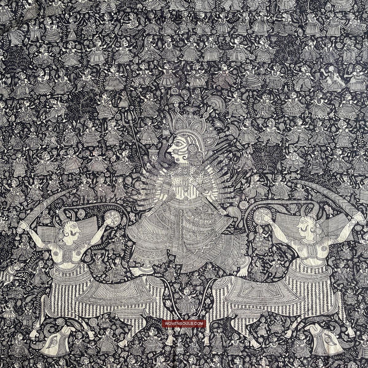 1117 Superfine Kalamkari Artwork - Museum Quality-WOVENSOULS Antique Textiles &amp; Art Gallery