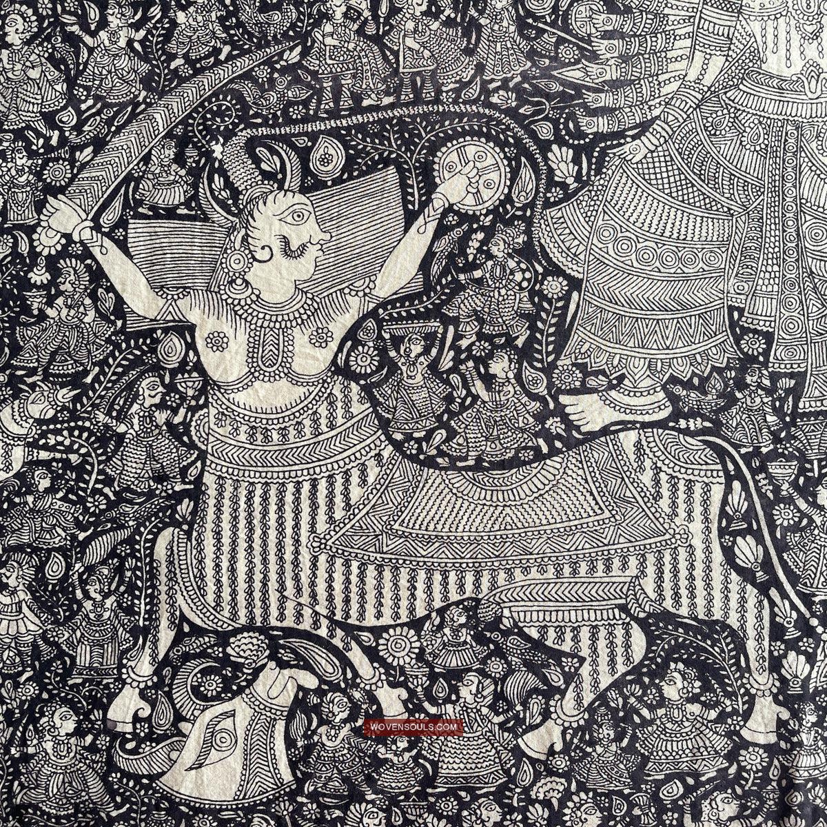 1117 Superfine Kalamkari Artwork - Museum Quality-WOVENSOULS Antique Textiles &amp; Art Gallery