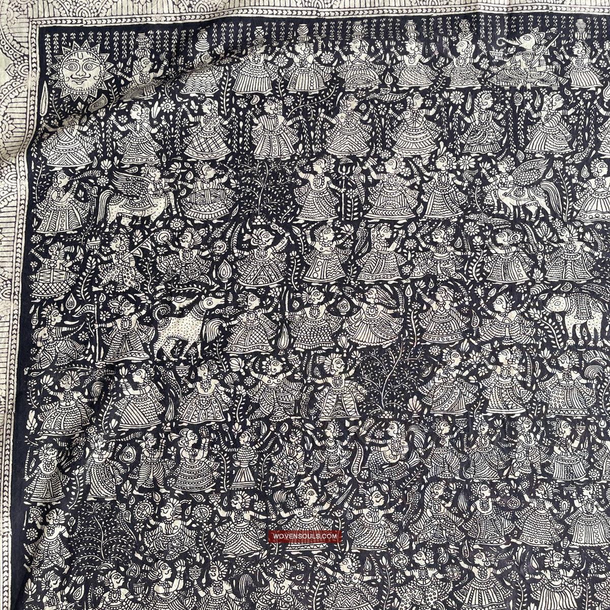 1117 Superfine Kalamkari Artwork - Museum Quality-WOVENSOULS Antique Textiles &amp; Art Gallery