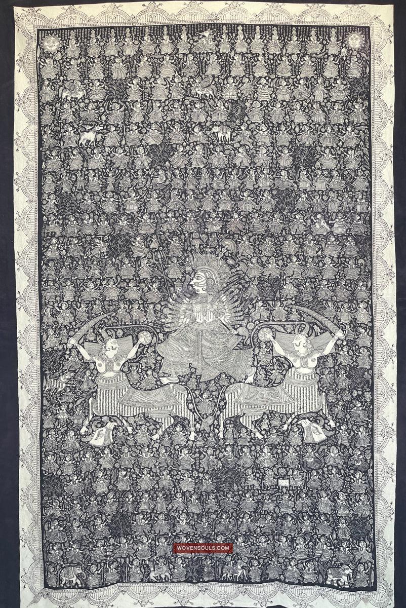 1117 Superfine Kalamkari Artwork - Museum Quality-WOVENSOULS Antique Textiles &amp; Art Gallery