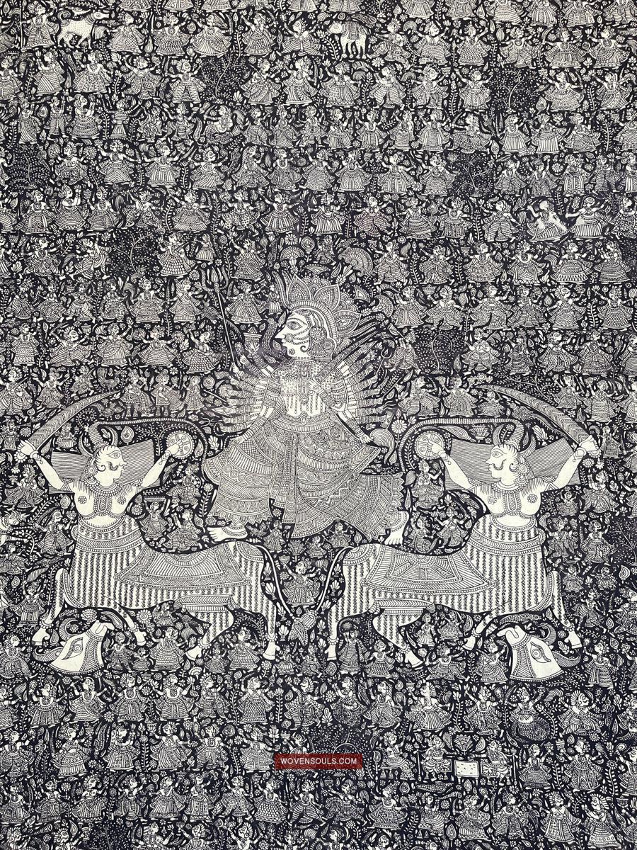 1117 Superfine Kalamkari Artwork - Museum Quality-WOVENSOULS Antique Textiles &amp; Art Gallery