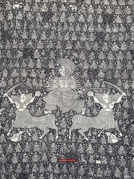 1117 Superfine Kalamkari Artwork - Museum Quality-WOVENSOULS Antique Textiles & Art Gallery