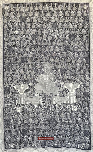 1117 Superfine Kalamkari Artwork - Museum Quality-WOVENSOULS Antique Textiles &amp; Art Gallery