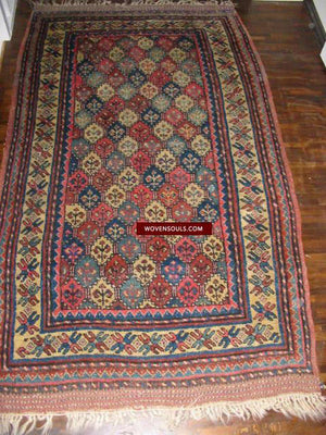 112 ANtique Kurdish Lattice Rug-WOVENSOULS-Antique-Vintage-Textiles-Art-Decor