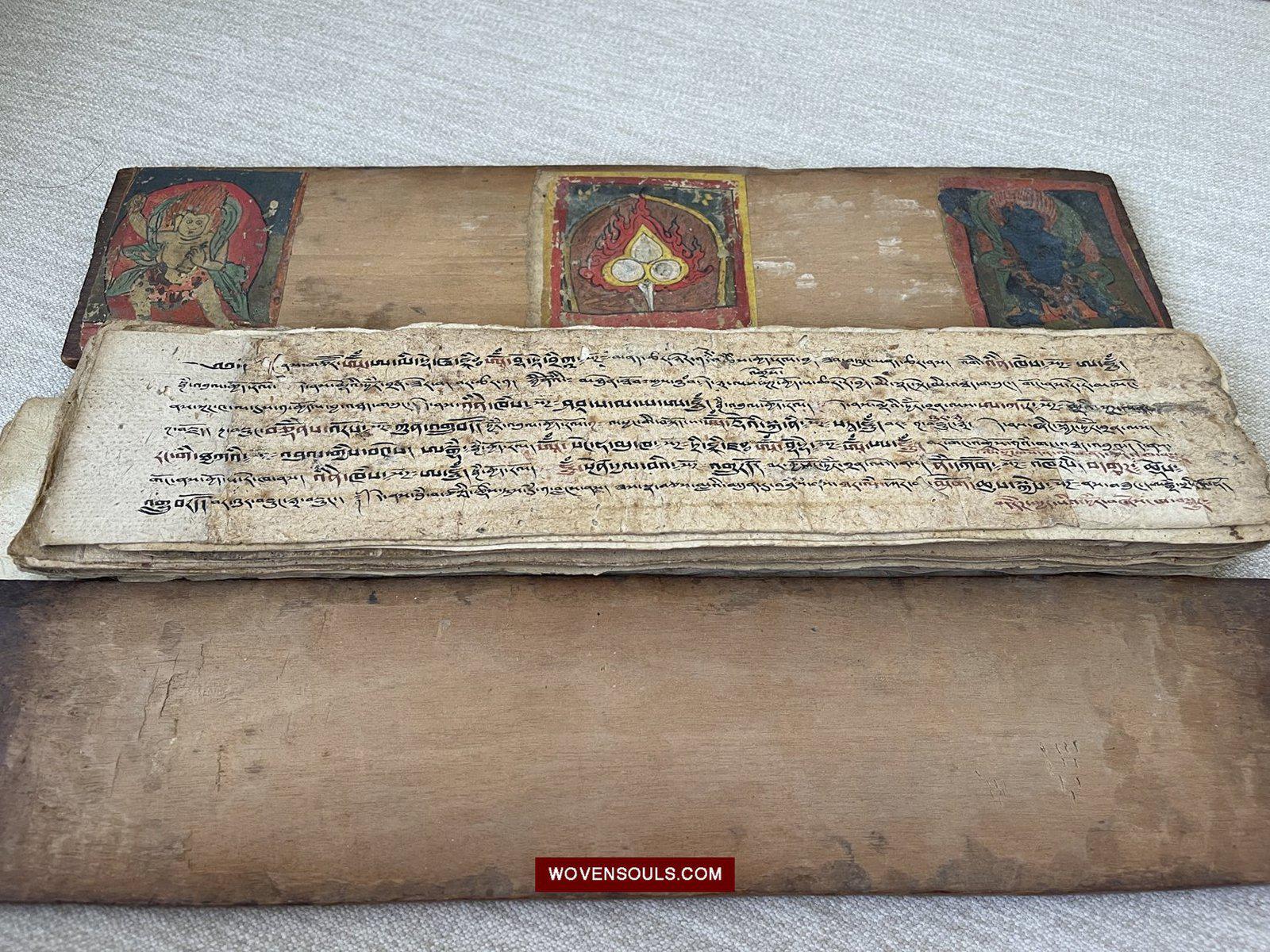 1139 Antique Tibetan Buddhist Manuscript with Covers-WOVENSOULS-Antique-Vintage-Textiles-Art-Decor