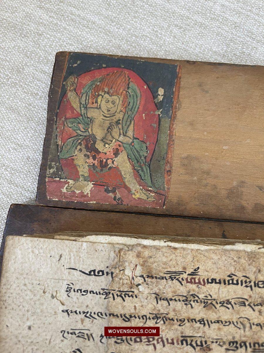 1139 Antique Tibetan Buddhist Manuscript with Covers-WOVENSOULS-Antique-Vintage-Textiles-Art-Decor