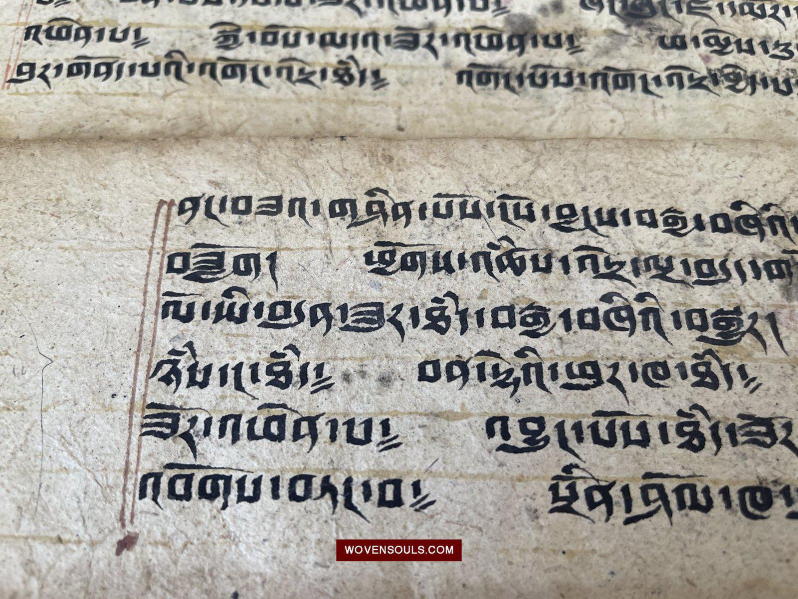 1139 Antique Tibetan Buddhist Manuscript with Covers-WOVENSOULS-Antique-Vintage-Textiles-Art-Decor