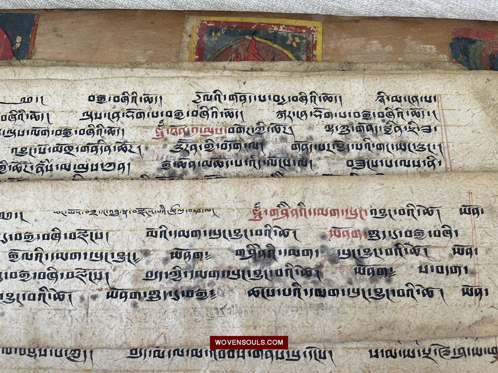 1139 Antique Tibetan Buddhist Manuscript with Covers-WOVENSOULS-Antique-Vintage-Textiles-Art-Decor