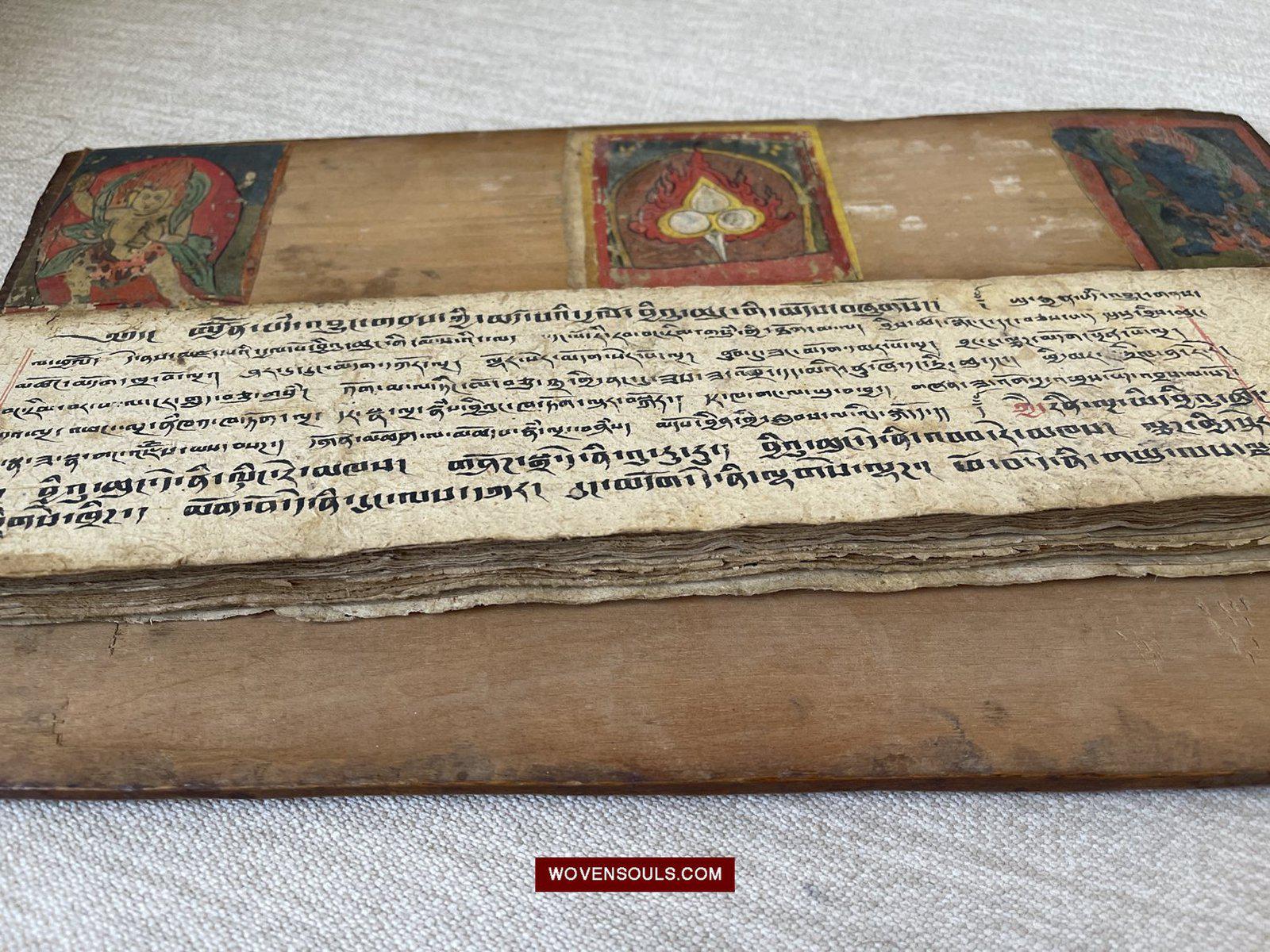 1139 Antique Tibetan Buddhist Manuscript with Covers-WOVENSOULS-Antique-Vintage-Textiles-Art-Decor