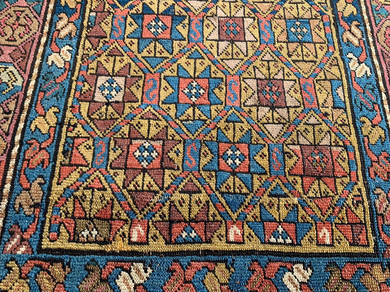 115 Antique Star Lattice Gendge Rug - Gallery-2-WOVENSOULS-Antique-Vintage-Textiles-Art-Decor