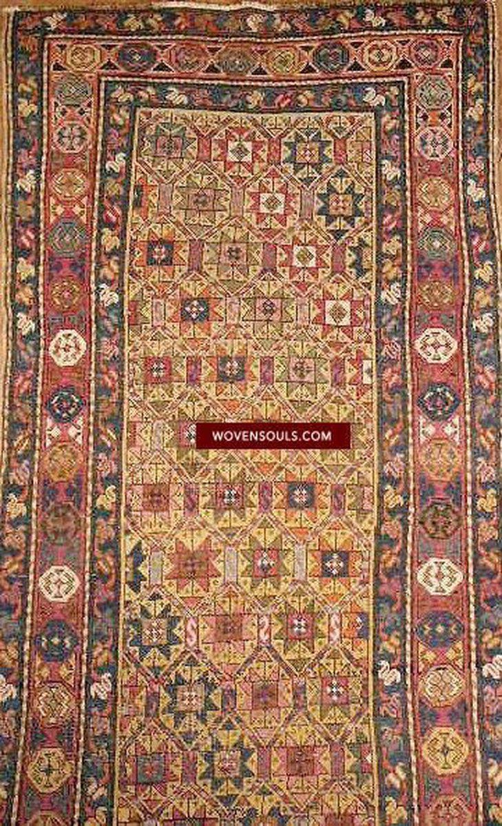 115 Antique Star Lattice Gendge Rug - Gallery-2-WOVENSOULS-Antique-Vintage-Textiles-Art-Decor