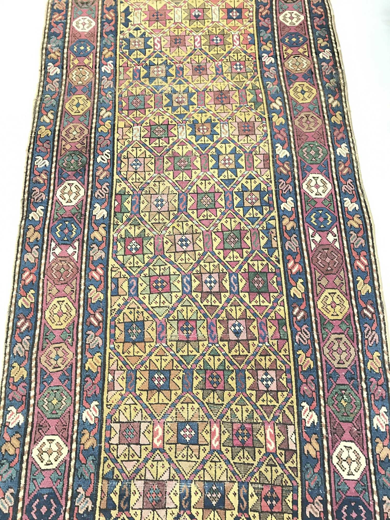 115 Antique Star Lattice Gendge Rug - Gallery-2-WOVENSOULS Antique Textiles &amp; Art Gallery