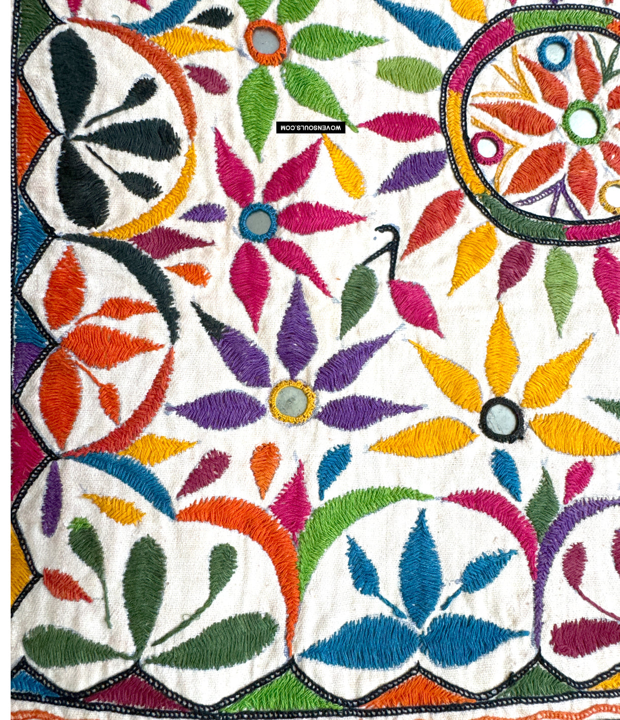 1170 Textil vintage para la decoración Panel de bordado Gujarat