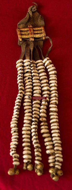 124 Antique Tibetan Nomadic Belt Cowrie Shell Ornament Jewelry - SOLD-WOVENSOULS-Antique-Vintage-Textiles-Art-Decor