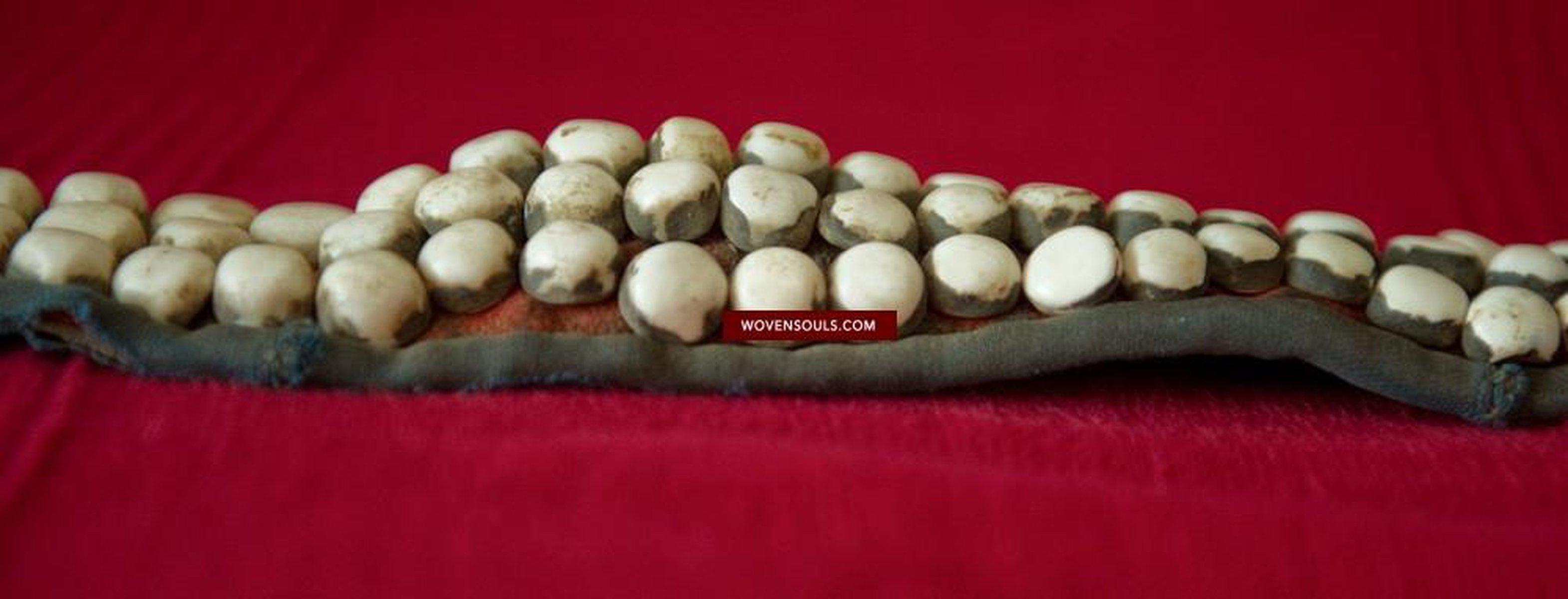 125 Antique Tibetan Nomad's White Coral Belt-WOVENSOULS-Antique-Vintage-Textiles-Art-Decor