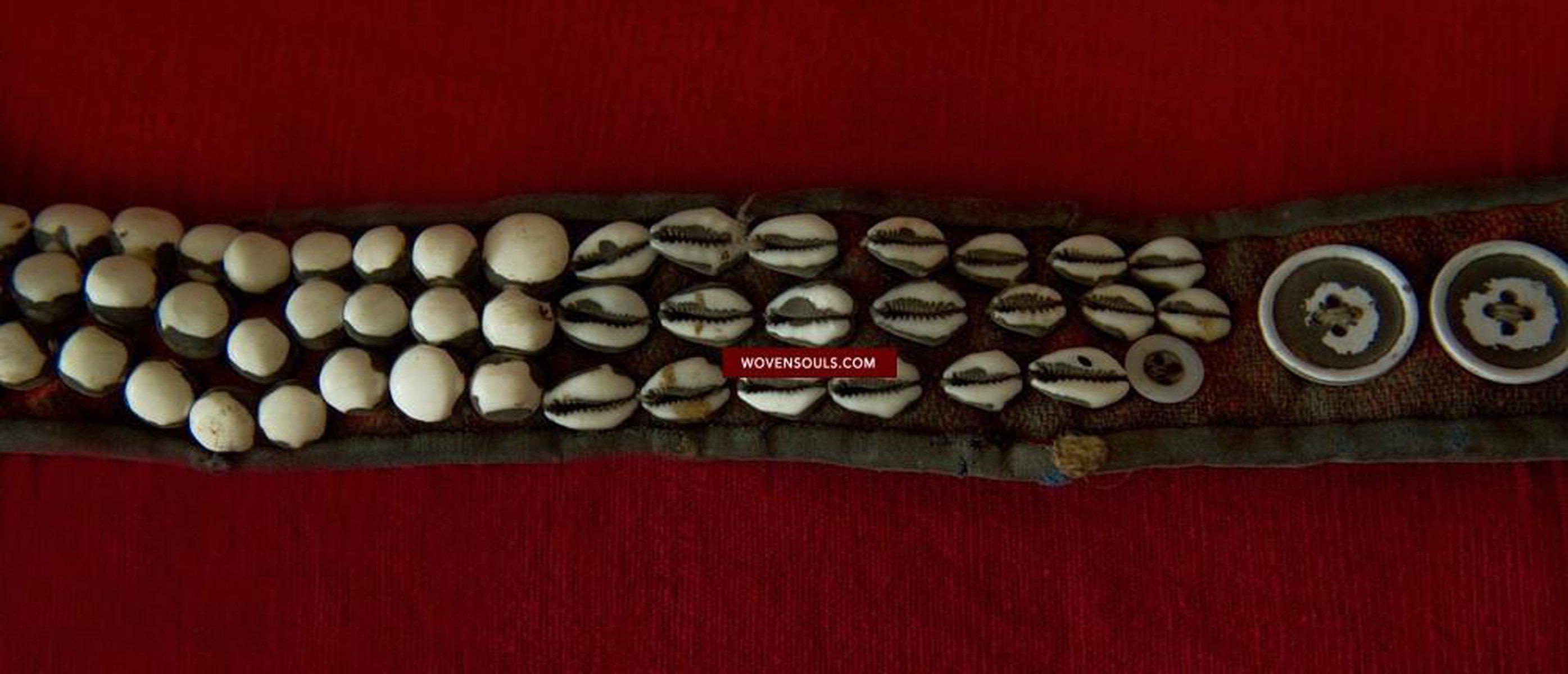 125 Antique Tibetan Nomad's White Coral Belt-WOVENSOULS-Antique-Vintage-Textiles-Art-Decor