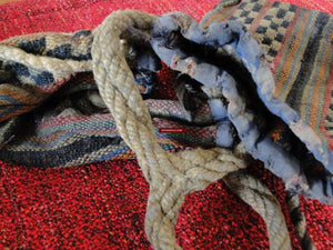 126 Antique Tibetan Nomadic Trifurcated Pouch with Unique Weave-WOVENSOULS-Antique-Vintage-Textiles-Art-Decor