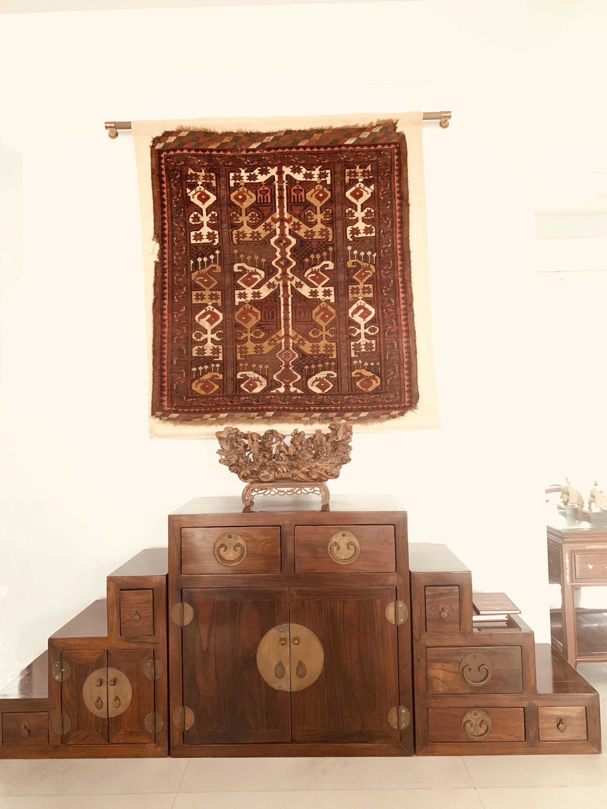 1262 Small Antique Ersari Beshir Khali Rug w Ikat Design - Gallery-2-WOVENSOULS Antique Textiles &amp; Art Gallery
