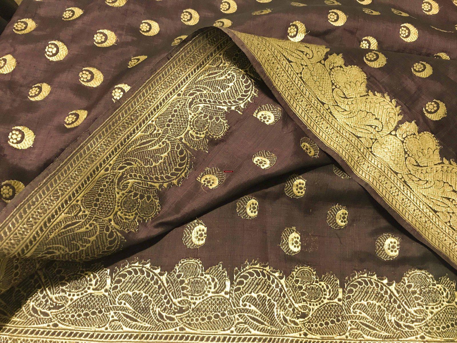 130 SOLD Old Banarasi Sari with Precious metal content in Zari-WOVENSOULS-Antique-Vintage-Textiles-Art-Decor