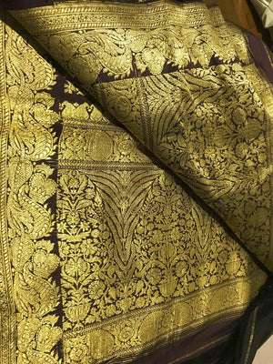 130 SOLD Old Banarasi Sari with Precious metal content in Zari-WOVENSOULS-Antique-Vintage-Textiles-Art-Decor
